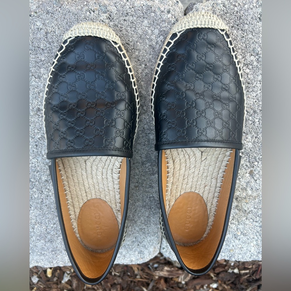 Gucci Black Leather Espadrilles